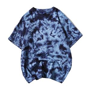 Summer New Design Men's Short Sleeve Casual Sports <b>Shirt</b> Custom Colors O-Neck Tie Dyed Solid Pattern 100% Cotton Breathable - Product Image 1