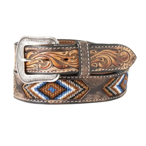 Ceinture en cuir véritable Western Cowboy fabriquée à la main avec boucle ardillon en alliage de conception perlée Vintage accessoire de longueur personnalisé - Product Image 1