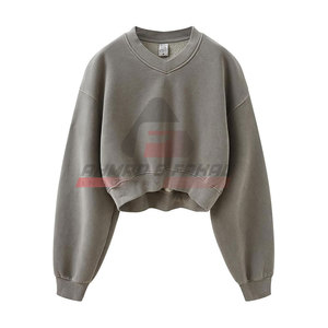 เสื้อสเวตเตอร์เอวลอยสำหรับผู้หญิง, เสื้อครอปโอเวอร์ไซส์ผ้าฝ้าย100% - Product Image 1