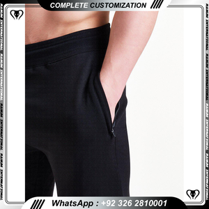 Logo personnalisé Pantalon de survêtement chiné pour hommes Confortable coupe fuselée French Terry Plain Jogger Taille haute Mi Anti-rides Coton ample foncé - Product Image 5