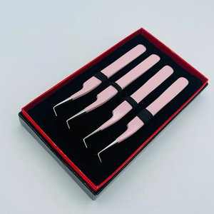 Pinzas Profesionales para Pestañas de Acero Inoxidable con Punta de Fibra, Antiestáticas, con Logotipo Personalizado, Delgadas, Rectas, de 45 Grados, para Volumen - Product Image 4