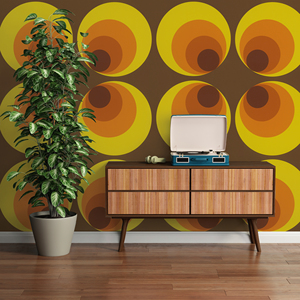 Sản xuất tại Đức-cuộn giấy dán tường Retro nâu cam vàng-Vinyl không dệt-trang trí nhà hình nền cổ điển-10,05x0,53 M - Product Image 5