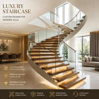 Escalier en colimaçon flottant moderne de luxe Anewson, escalier intérieur en bois sur mesure avec garde-corps en verre pour villa