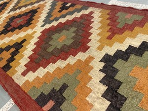 Exporter Bohemian Tribal Wool Jute Carpet Outdoor Decor Floor <b>Mat</b> Hand Woven Multicolor Indian Wholesale Home Decor Rug - Product Image 2