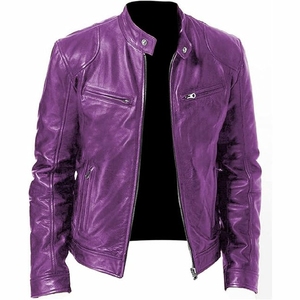 Nouveau 2025 Top vente automne hiver hommes décontracté fermeture éclair sur mesure veste en cuir moto veste - Product Image 2