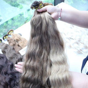 100% vierge vietnamien naturel ondulé Extensions de cheveux pointe plate Machine Double trame extrémités complètes haute qualité cheveux humains toutes les couleurs - Product Image 1