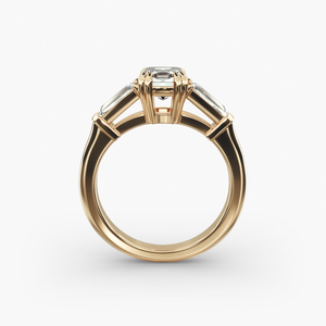 Bague en diamant Moissanite à trois pierres en argent 925 intemporel Design de baguette conique élégant pour les fiançailles de mariage des femmes - Product Image 2