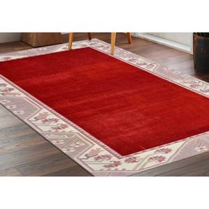 Alfombra Roja de Anatolia: Alfombra Moderna Turca Oushak con Estampado Decorativo, Alfombra Delgada No Tejida - Product Image 2