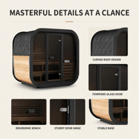 Cabine de sauna extérieure moderne PLOUTARA avec toit en tuiles courbes, porte en verre trempé, banc ergonomique, OEM/ODM, projets de bien-être, salle de sport