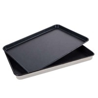 Plaque de cuisson rectangulaire en métal noir durable et écologique pour biscuits, pain, four, boulangerie, cuisine, restaurant - Vente en gros