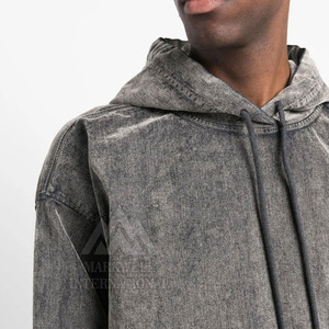 Sweats à capuche délavés à l'acide de base pour hommes, sweats à capuche pour hommes avec logo personnalisé, vente en gros OEM - Product Image 6