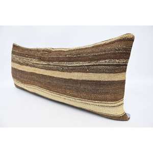 หมอนขนสัตว์ลายขวางสีน้ำตาล16X36นิ้วสไตล์ชนบทสไตล์วินเทจสำหรับบ้านของคุณ - Product Image 4