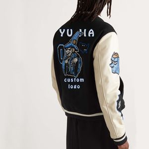 Alta calidad logotipo personalizado bordado Diseño nueva fábrica al por mayor de los hombres Varsity chaqueta de béisbol cierre de cremallera chaqueta OEM - Product Image 5