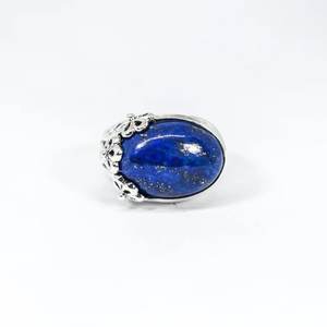 Romantic Design 925 Sterling Silver Wedding <b>Ring</b> for Women <b>Lapis</b> <b>Lazuli</b> Stone Oval Cabs Classic Style for Engagement Party - Product Image 1