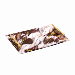 Juego de dos bandejas de madera de diseño clásico con forma rectangular de diseño impreso para servir, restaurante, cafetería, hoteles, platos para servir - Product Image 6