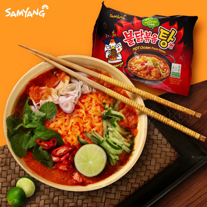บะหมี่ราเม็งรสเผ็ดสไตล์เกาหลีแพ็กเกจไก่บูลดักมีเอกลักษณ์เฉพาะสินค้าส่งออกฮาลาล Samyang