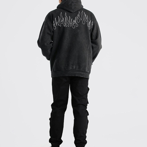 Sweat à capuche pour homme 100 % coton délavé, écologique, avec poche, logo personnalisé, thermique, manches longues, coupe oversize, streetwear, pull pour l'hiver - Product Image 4
