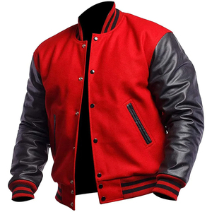 Veste universitaire unisexe respirante de haute qualité, manches longues, décontractée, veste de baseball d'hiver, bloc de couleur, logo en cuir véritable sur le devant - Product Image 4