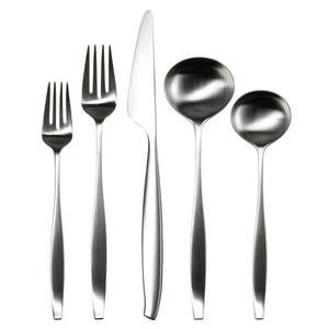 Modern Luxury Brushed Wood Flatware Standing <b>Knife</b> Design Wedding Cutlery Service 4 Unique 20 Piece Satin Finish - Product Image 3