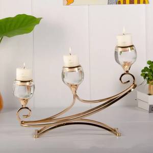 Top Quality Candle Holder Crystal ,Brass Candle Stick Decoration 3-5 Head Metal Holder Wedding Festival Party - Product Image 4