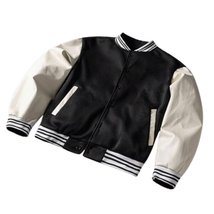 Deux tons collège Baseball matelassé veste à capuche unisexe 100% coton corps classique Varsity Style Streetwear hiver mode - Product Image 1