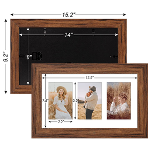 Cadre photo en bois, design simple et moderne, cadre photo rectangulaire long décoratif pour salon, photos de mariage, cadres en bois - Product Image 4