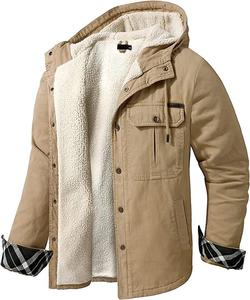 Chemise unie doublée de flanelle polaire Vestes d'automne et d'hiver Chemises pour hommes - Product Image 2