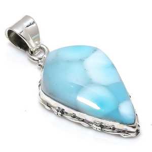 Véritable pendentif Larimar de la République Collier de pierres précieuses en argent sterling 925 Cadeau de bijouterie fait main - Product Image 2