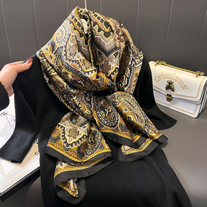En stock nouveauté à la mode châle en satin de soie de luxe personnalisé châle imprimé carré 90x90 cm pour femmes - Product Image 6