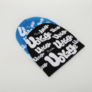Gorro de punto de invierno Unisex de alta calidad personalizado OEM, Gorras acrílicas negras, logotipo bordado, estilo Hip Hop de moda para viajes - Product Image 2