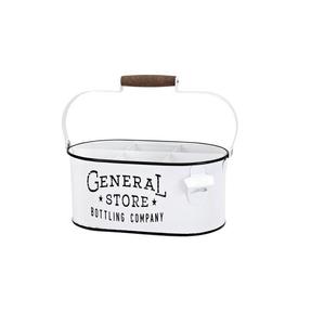 Vintage Rustic Metal Storage Garden <b>Caddy</b> Iron Galvanized Oval Shaped Utensil Organizer Handle Kitchen Dining Chopping Blocks. - Product Image 4