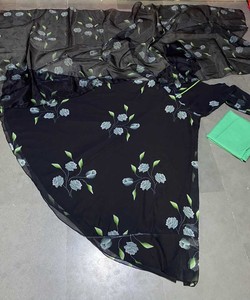 Belle conception de boutique de style arabe Gharara décontracté longue fourche blanche style noir deux pièces - Product Image 5