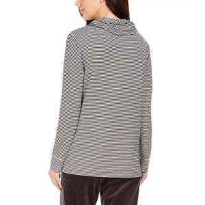 Maglione Casual da Donna Charter Club con Collo ad Anello a Righe, Abbigliamento Lungo in Maglia per Primavera, Nero, Taglia X-Large - Product Image 2