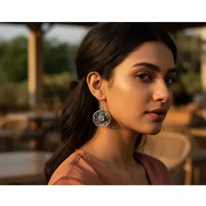 "Vintage Diamond Celtic <b>Knot</b> 925 Silver Hoop <b>Earrings</b> for Women" - Product Image 2