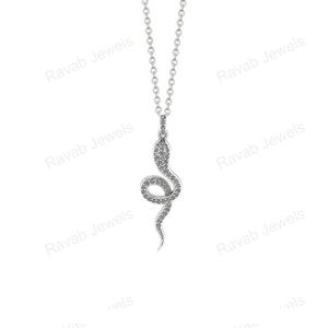 2025 buena calidad 45x13mm circón serpiente colgante collar chapado en oro plata esterlina fina joyería personalizada hecha India aniversario - Product Image 4