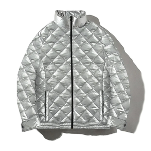 2023 New Arrival Custom Design Glossy Shinny Quilting Eco-Friendly Waterproof Polyester/Cotton Bomber Jackets for Men <b>Stand</b> - Product Image 6