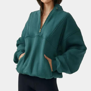 Custom Logo New Fashion High Quality <b>Long</b> Sleeve Hoodie Women Pullover Zip neck Oversize <b>Sweatshirts</b> <b>For</b> Women - Product Image 5