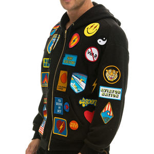 Fabricant de vêtements personnalisé 100% coton lourd 500 Gsm French Terry Patch broderie Zip up sweat à capuche thermique - Product Image 3