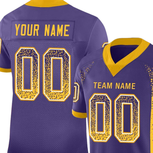 Camiseta de Fútbol Personalizada con Nombre y Número, Uniforme de Equipo Morado y Amarillo, Ropa Deportiva Transpirable, Personalizable, Fútbol Americano - Product Image 3