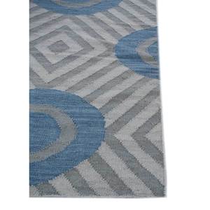 พรมขนสัตว์ทอลายตารางสีน้ำเงิน ลายเรขาคณิตรูปเพชร ทำด้วยมือ รูปทรงสี่เหลี่ยมผืนผ้า สำหรับห้องนอนหรือห้องนั่งเล่น-รุ่น ADWL-13213 - Product Image 4