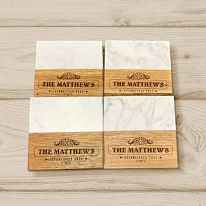 Posavasos de madera de mango cuadrado de la mejor calidad, posavasos de madera natural minimalista para interiores de casas modernas y posavasos de piedra - Product Image 1