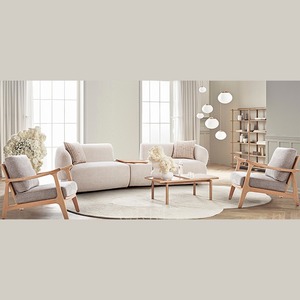 Juego de Sofás de Diseño Moderno y Elegante en Madera de Pino y Tela de Poliéster para Interiores del Hogar por Orris Living - Product Image 1