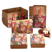 Cajas de Regalo de Papel Kraft Biodegradables y Reciclables Personalizadas, con Diseño de Chocolate y Flores Navideñas, para Empaque de Alimentos