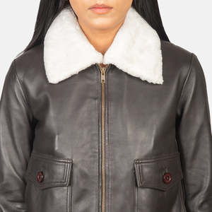เสื้อแจ็คเก็ตบอมเบอร์กันลมหนังสีน้ำตาล Stella G-1 - Product Image 6