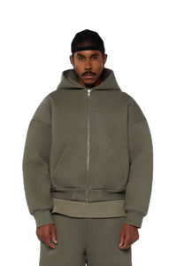 Pantalones de chándal acampanados de algodón 100% para hombre, conjunto de chándal con capucha y cremallera, holgado personalizado de peso pesado con técnica transpirable de alta calidad - Product Image 4