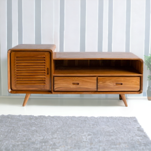 ตู้วางทีวีไม้มะม่วงทำมือทันสมัย สำหรับบ้าน โรงแรม ความจุขนาดใหญ่ ประหยัดพื้นที่ เฟอร์นิเจอร์ห้องนั่งเล่น รับประกัน 2 ปี - Product Image 1