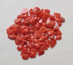 Piedra preciosa suelta de cabujón de pera de coral rojo natural, lote de forma de pera pulida suave listo para joyería - Product Image 6