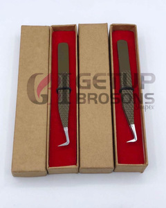 Nouveau revêtement en poudre brune de haute qualité Volume de botte à 90 degrés pointe argentée poignée diamantée Extension de cils pince à épiler Instrument de beauté - Product Image 6