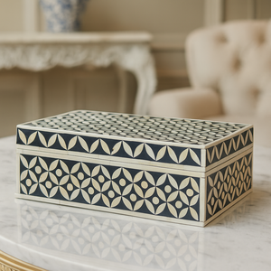 กล่องเครื่องประดับทรงสี่เหลี่ยมทำจากไม้ฝังกระดูกของสะสมช่างฝีมือทันสมัยปกป้องเครื่องประดับระดับพรีเมียม - Product Image 1