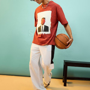 เสื้อยืดออกกำลังกายผ้าโพลีเอสเตอร์/ ผ้าฝ้ายระบายอากาศได้ดีสำหรับผู้ชายออกแบบลายพื้นแบบมืออาชีพพร้อมโลโก้ด้านหน้า - Product Image 5